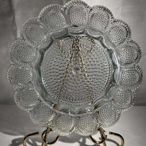 Vintage 1960s Indiana Clear Glass Hobnail Deviled Egg Dish - Picture 2 of 12